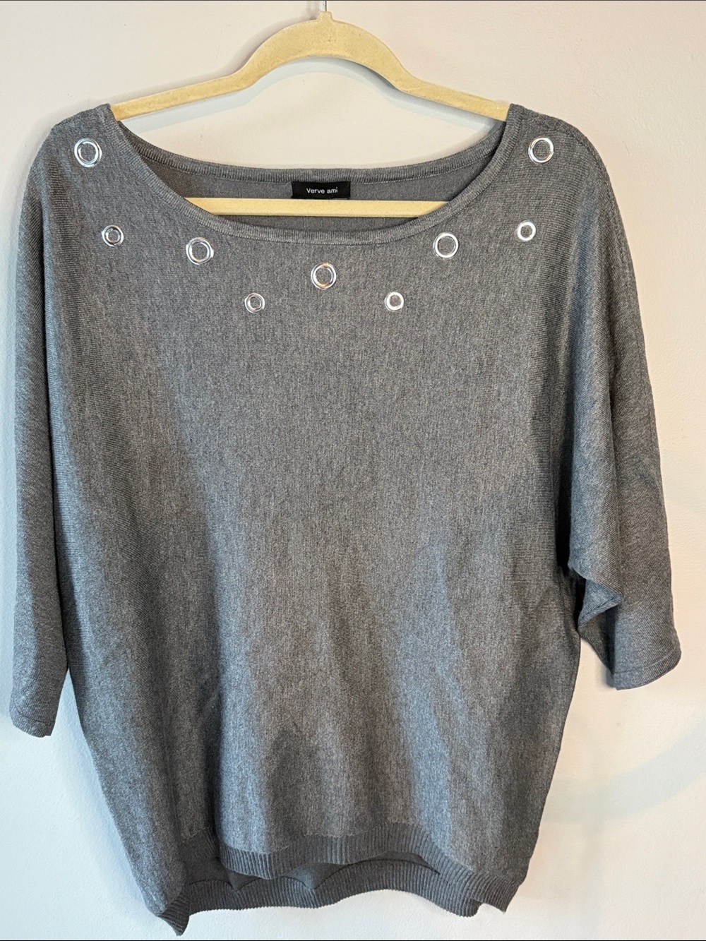 Verve Ami Gray Sweater with Circle Accents